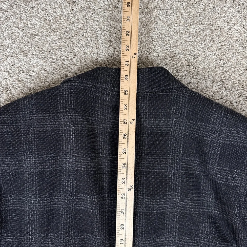 Jos A Bank Blazer Mens 44 Regular Dark Gray Plaid Traveler Tailored Fit Wool